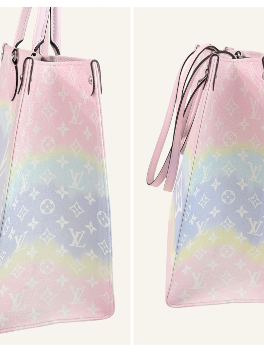 Louis Vuitton Onthego GM By The Pool Pink Blue Pastel Monogram Tote - Picture 8 of 14